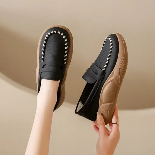 Soft-soled pure cowhide corrective loafers